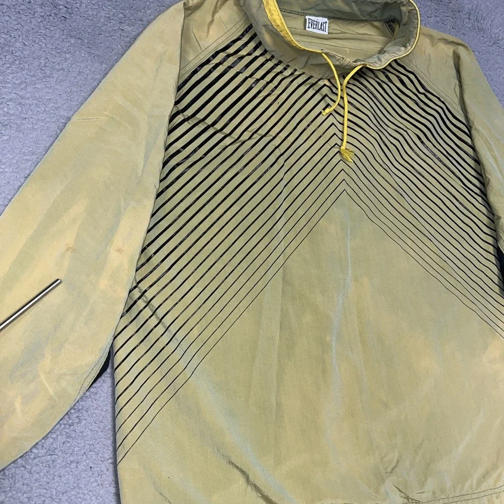 VTG Everlast Windbreaker Mens Sz M Yellow Mock Neck Pullover Jacket USA Made 90s